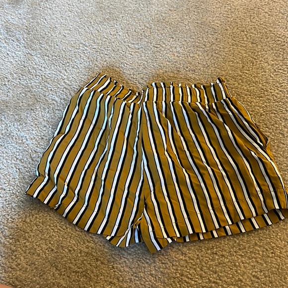 Papaya Yellow Black and White Striped Flowy Women’s Shorts - Picture 2 of 3